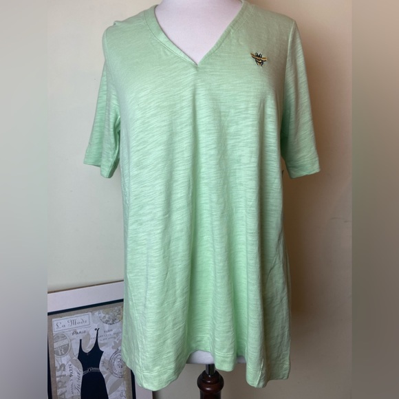 Chico’s Tee Top Size 1 Short Sleeves Mint V Neck - Picture 1 of 8
